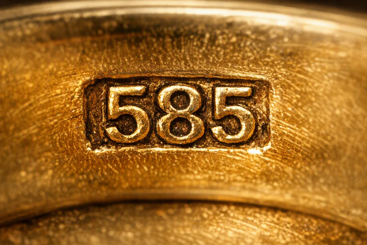 585-stämpel inuti guldring (14 karat)